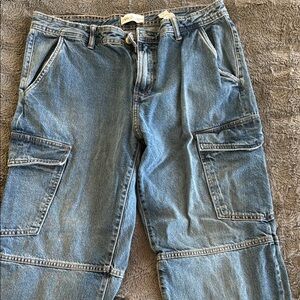 Blue Denim Cargo Pants